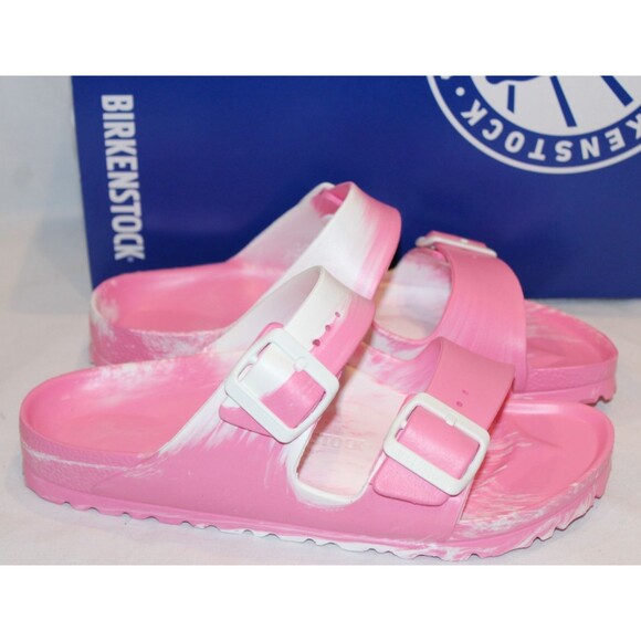 Birkenstock Women Arizona Essentials EVA Sandals PINK WHITE EU 37 US 6-6.5 - Picture 1 of 6